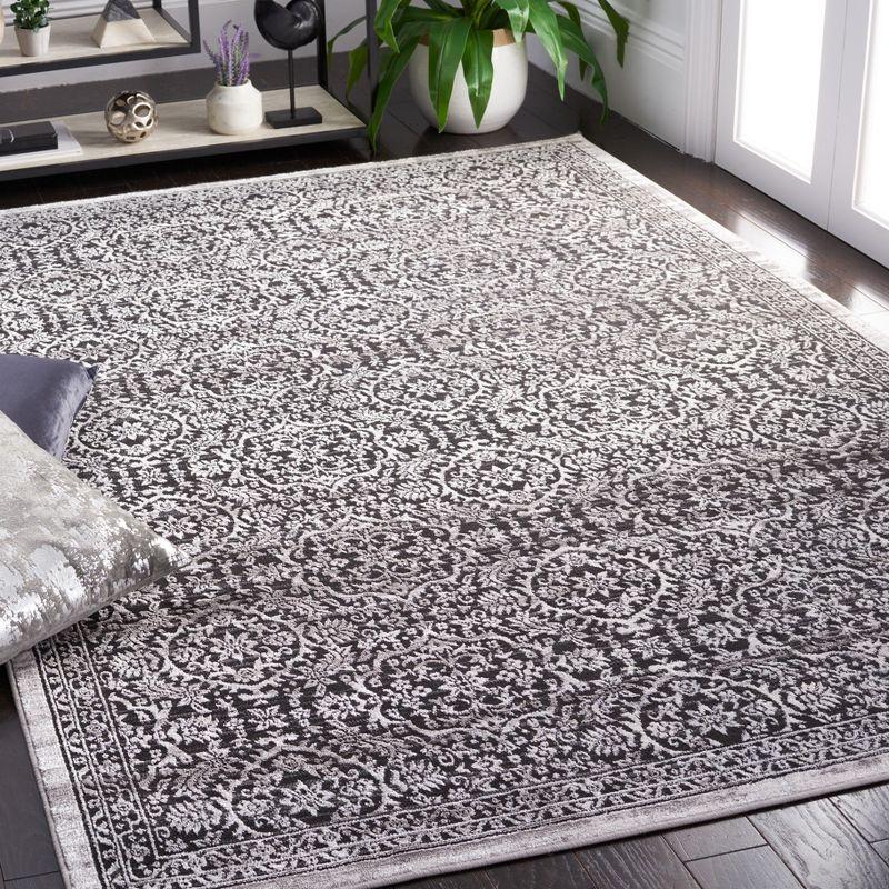 Charcoal and Ivory Synthetic Bohemian Area Rug