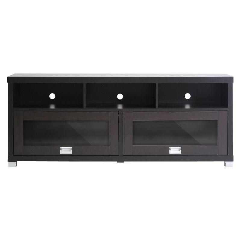 Swindon Dark Brown Modern TV Stand with Sleek Glass Doors