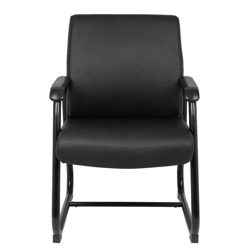 Boss Office Products Guest Chair Heavy Duty Black: Metal Frame, Fixed Arms, Padded, Sled Base, 350 lb Capacity