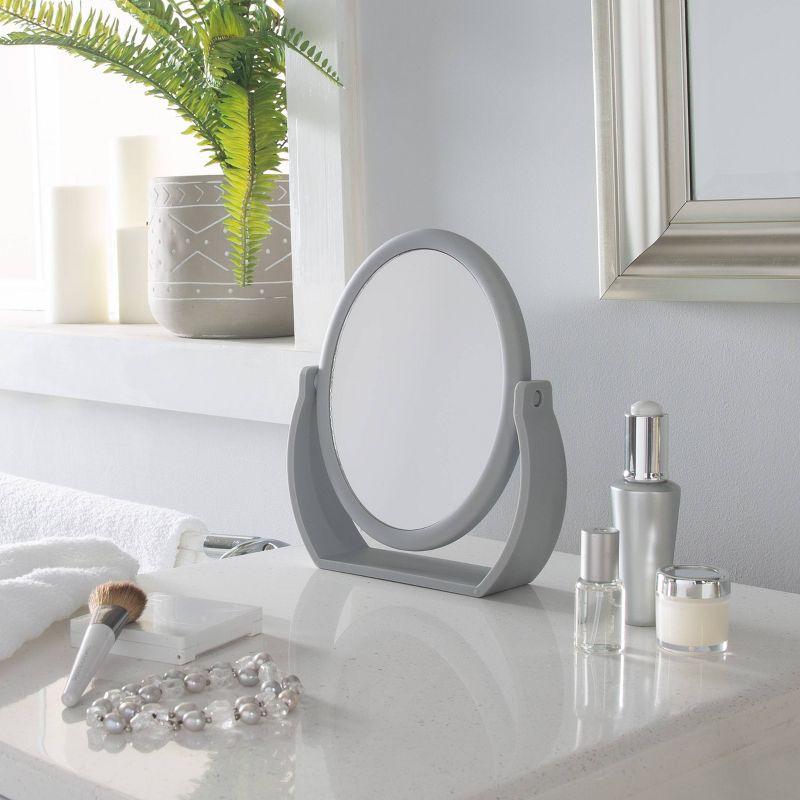 8" Vanity Rubberized 1X-10X Magnification Mirror Gray - Home Details