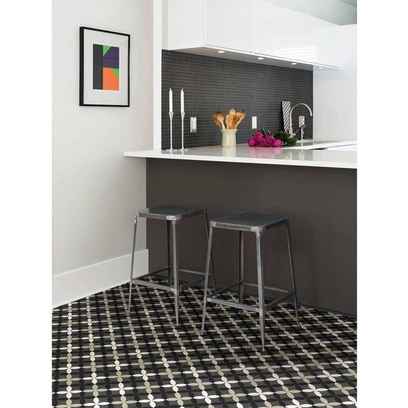 4'x5' Set of 20 Arbor Peel & Stick Floor Tiles Black/Gray - FloorPops: Vinyl Mosaic Flooring, Stain-Resistant