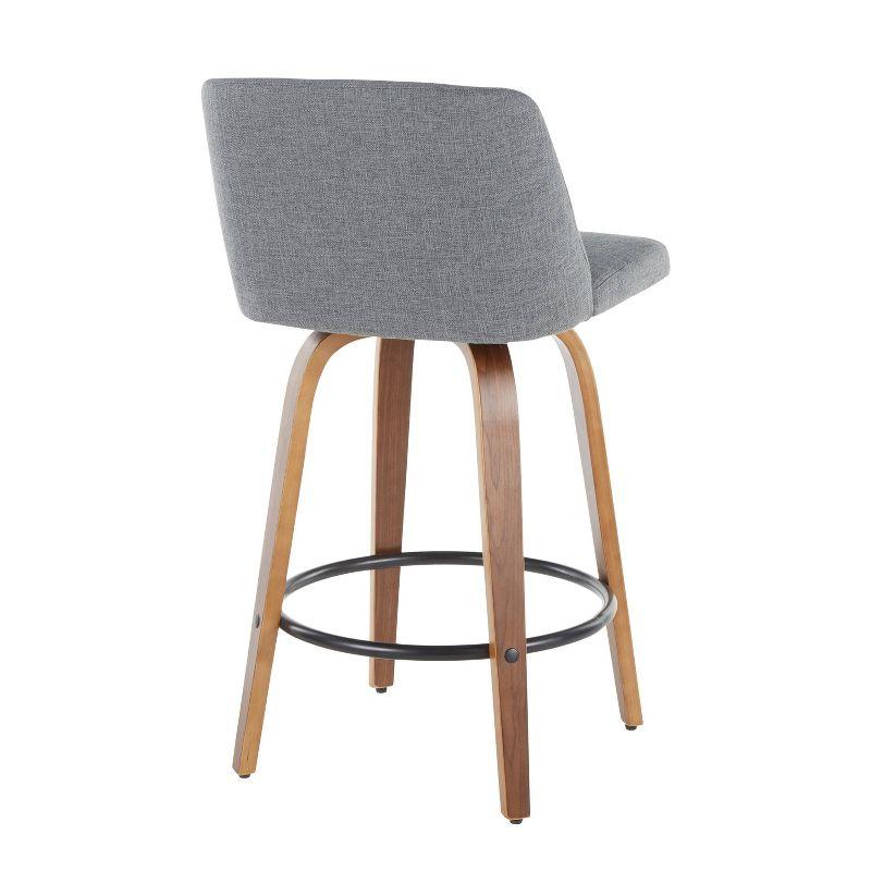 Set of 2 Toriano Mid-Century Modern Counter Height Barstools Walnut/Gray - LumiSource