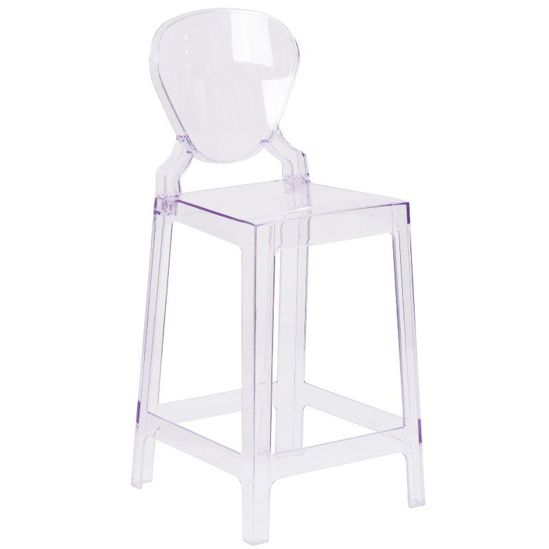 Emma and Oliver Ghost Counter Stool with Tear Back in Transparent Crystal
