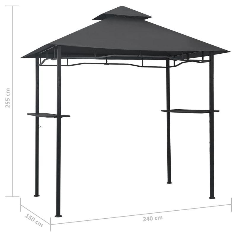 Anthracite Steel BBQ Gazebo with Double-Layer Roof