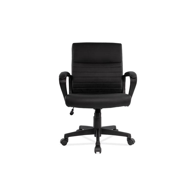 Sleek Executive Black Leather Manager Chair with Adjustable Height
