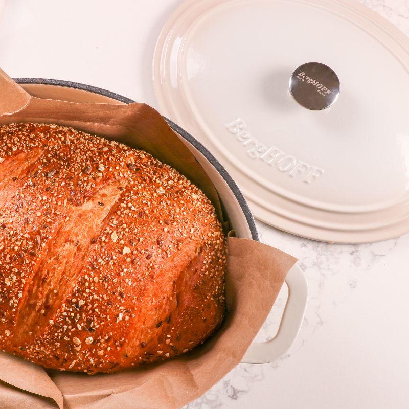 BergHOFF Neo Cast Iron 4Pc Set, Fry Pan 10", Square Grill Pan 11", & 5qt. Covered Dutch Oven, Meringue