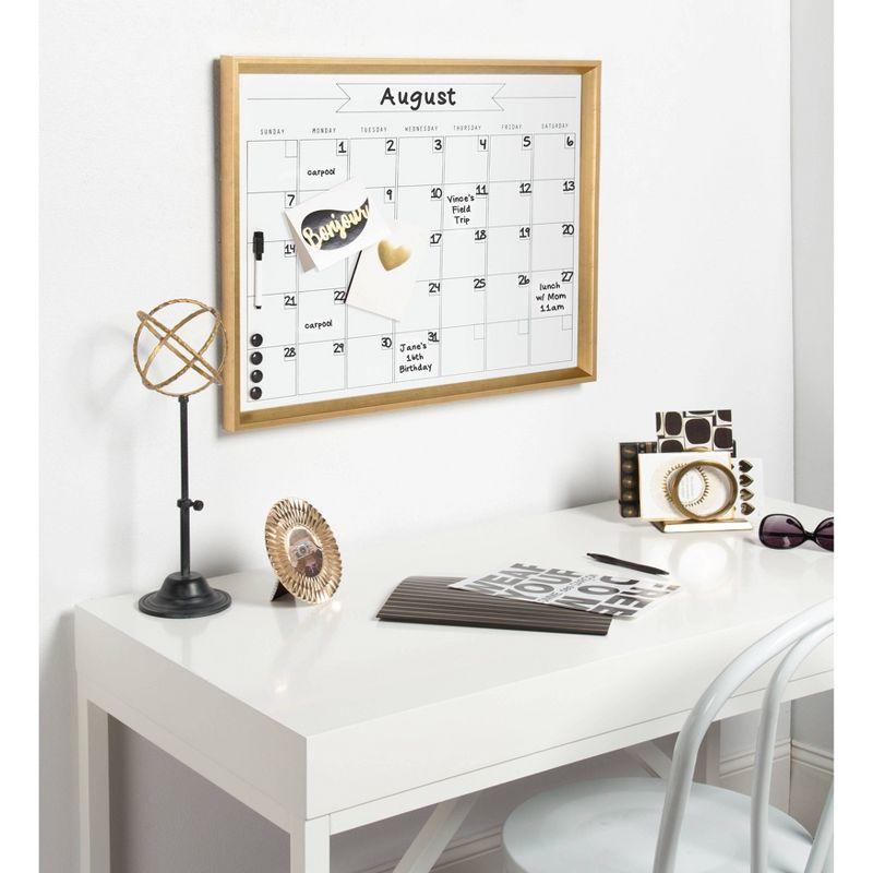 27.25" x 1.5" Calter Framed Magnetic Dry Erase Monthly Calendar Gold - Kate and Laurel: Office Wall Organizer, D-Ring Hangers