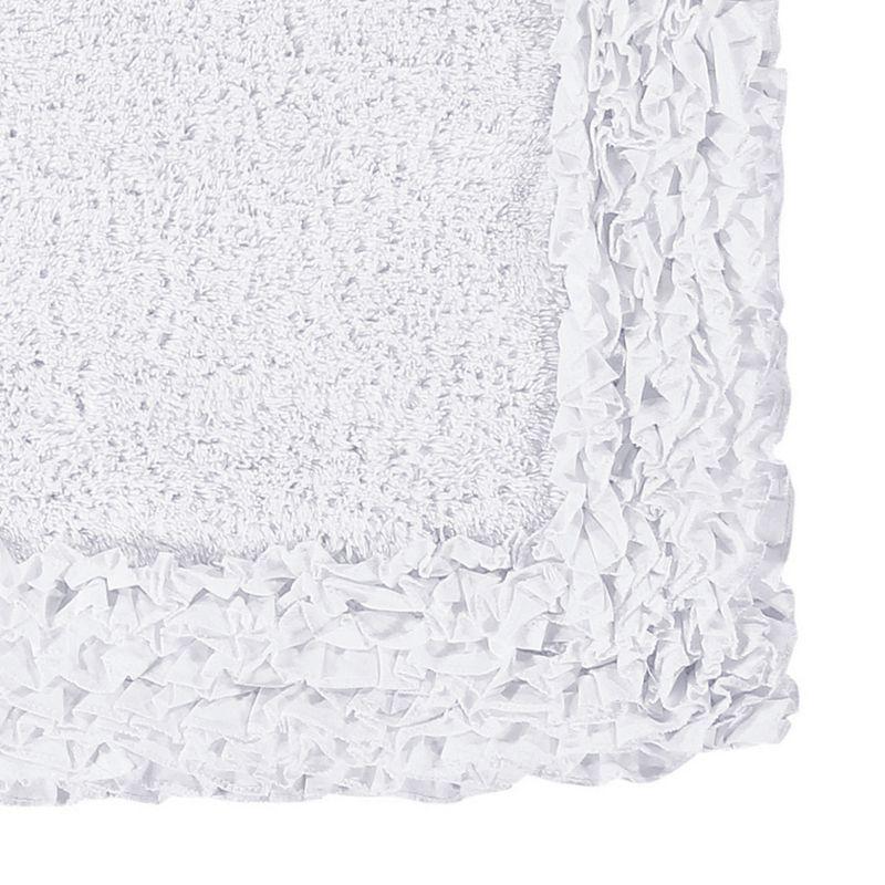 Better Trends Shaggy Boader 100% Cotton Tufted Non- Slip Backing 5 Pc (17"x24"|20"x20"|21"x34"|24"x40"|20"x60") Bath Rug Set - White
