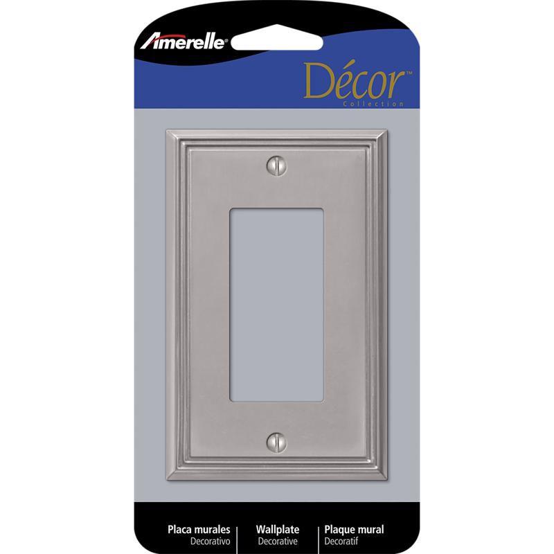 Amerelle Brushed Nickel 1-Gang Metal Wall Plate