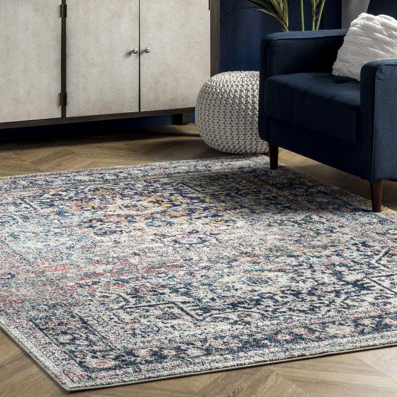 Blue Rectangular Vintage Medallion Area Rug 12' x 15'