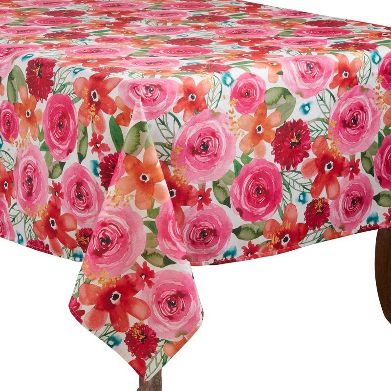 Saro Lifestyle Large Floral Print Tablecloth, Multi, 65" x 90"