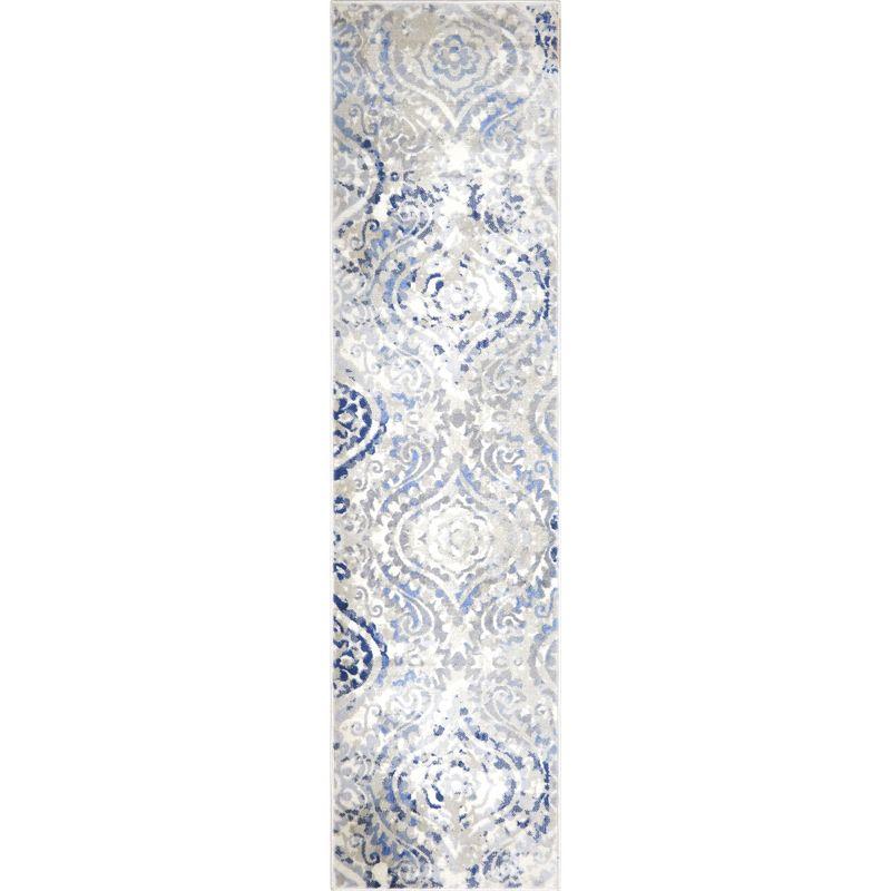 Ultra-Soft Ivory & Blue Moroccan-Inspired Washable Rug