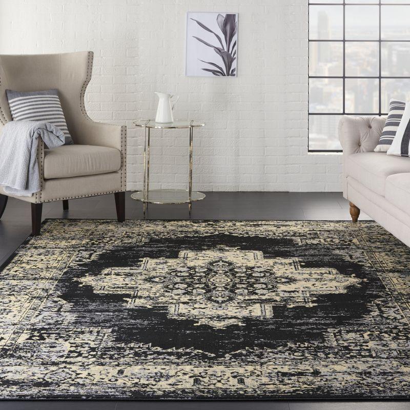 Elegant Black Medallion 8' x 10' Synthetic Area Rug