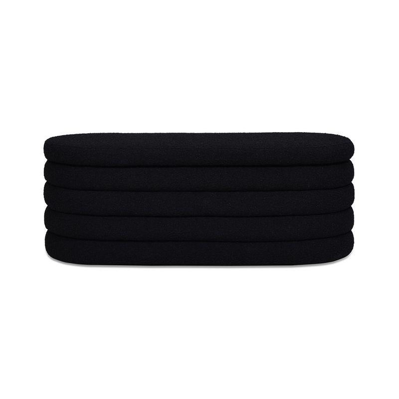 Everly Quinn Boucle Upholstered Storage Bench