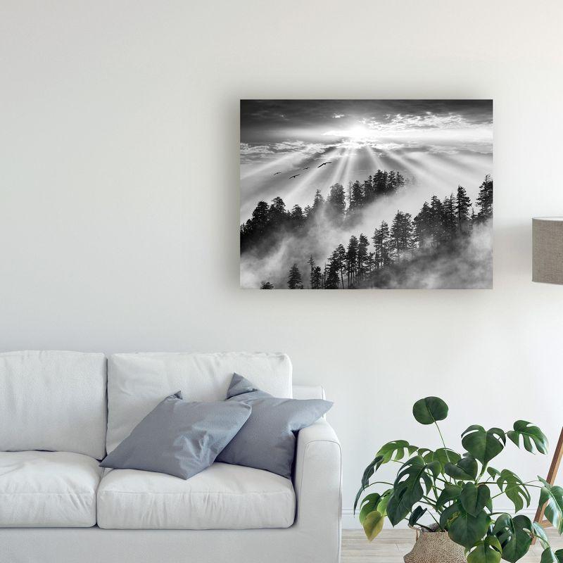 Trademark Fine Art -Monte Nagler 'Smoky Mountain Sunrise Tennessee Black And White' Canvas Art