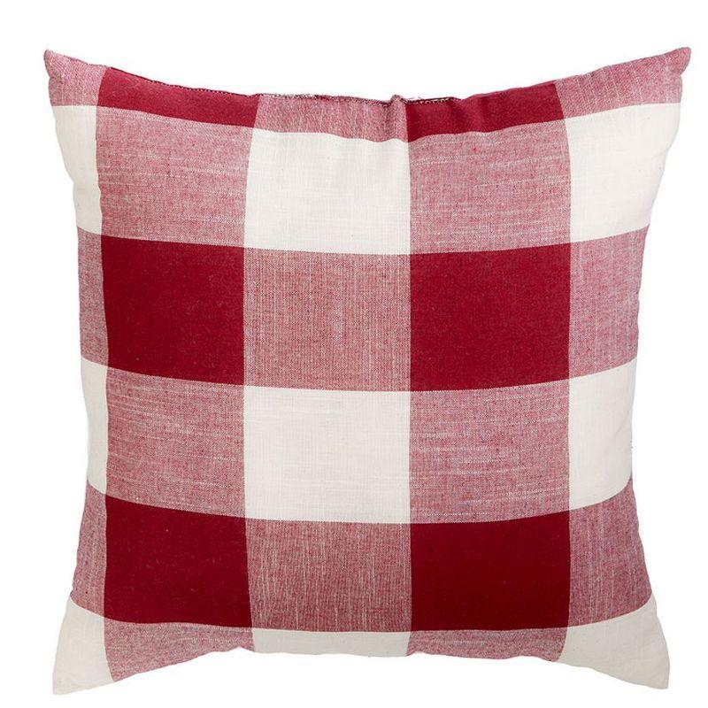 Red and White Buffalo Check Farmhouse Accent Pillow