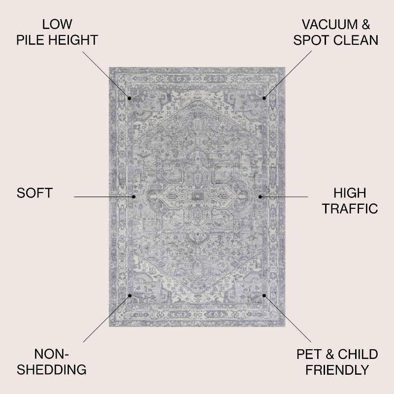 3' X 5' Modern Persian Vintage Medallion Area Rug, Light Gray/Ivory - JONATHAN Y