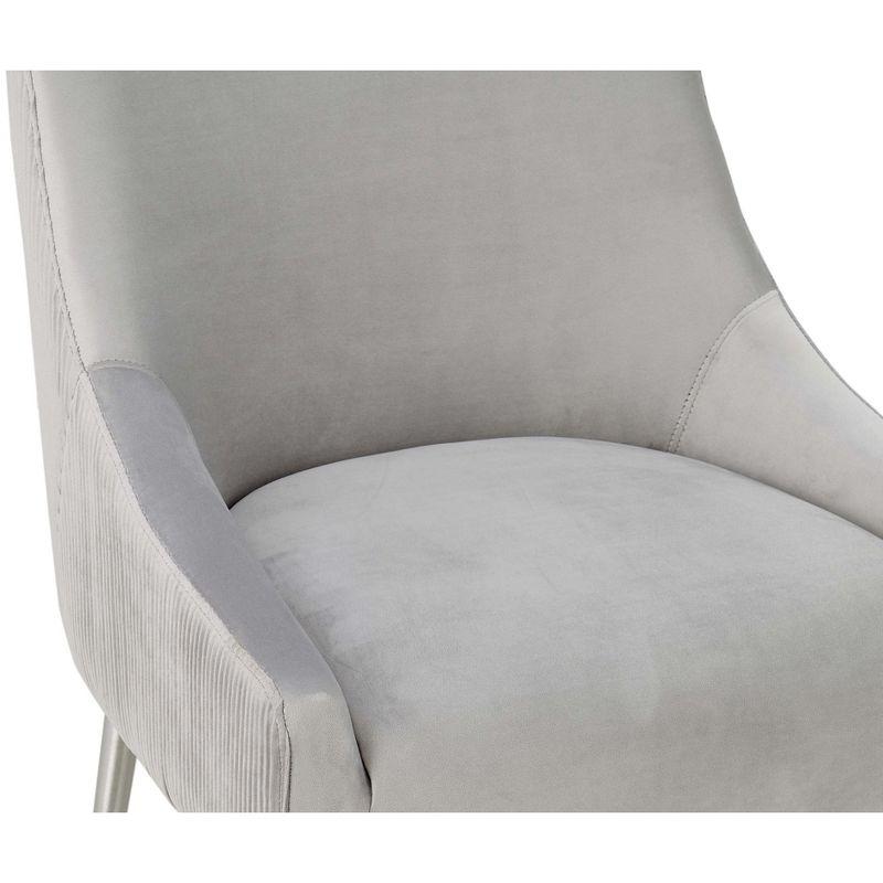TOV Furniture Beatrix Pleated Velvet Stool Light Grey Counter Height