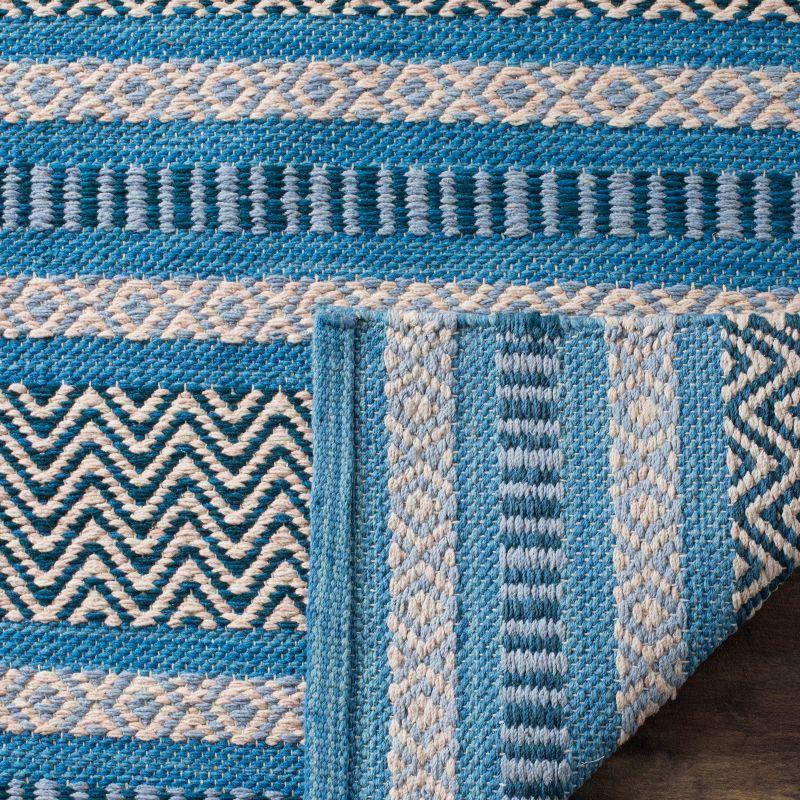 Coastal Breeze Blue Stripe Handwoven Cotton Runner Rug - 2'6" x 6'