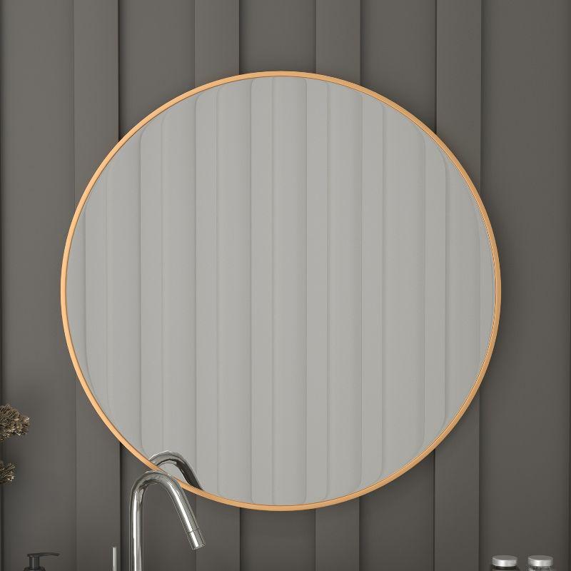 30" Round Gold Aluminum Framed Accent Mirror