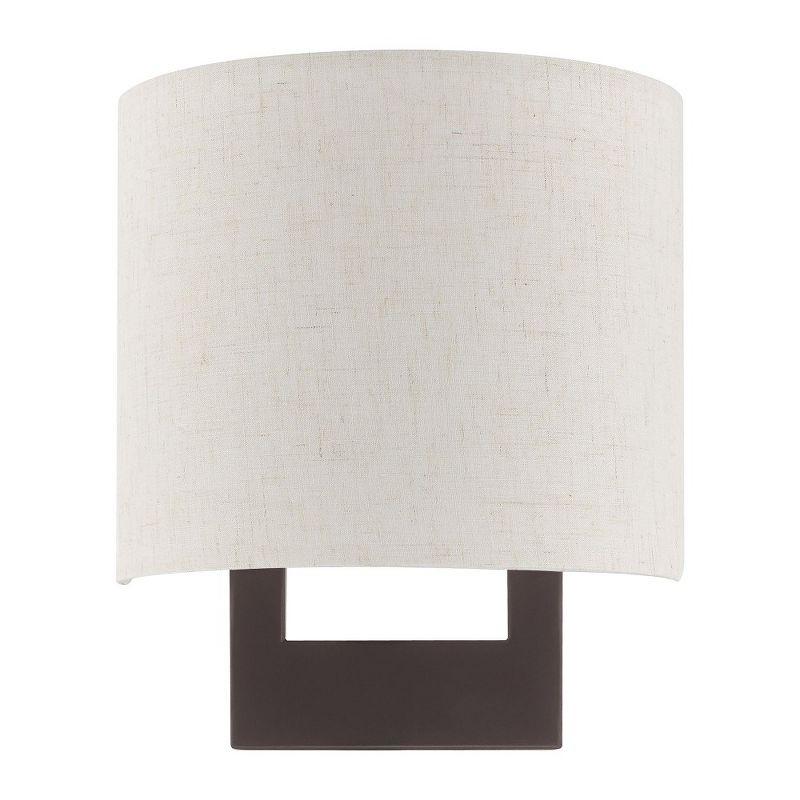 Hayworth Bronze 1-Light Dimmable Wall Sconce with Oatmeal Shade