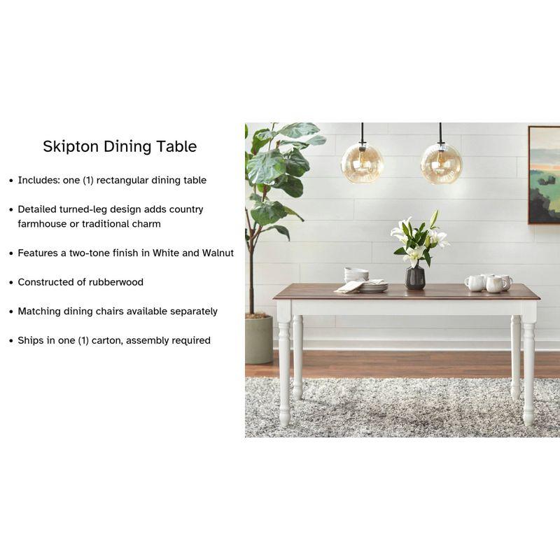 Buylateral 7Pc Skipton Dining Set White/Walnut: Rectangle Table, 6 Wood Chairs, Rubberwood Frame
