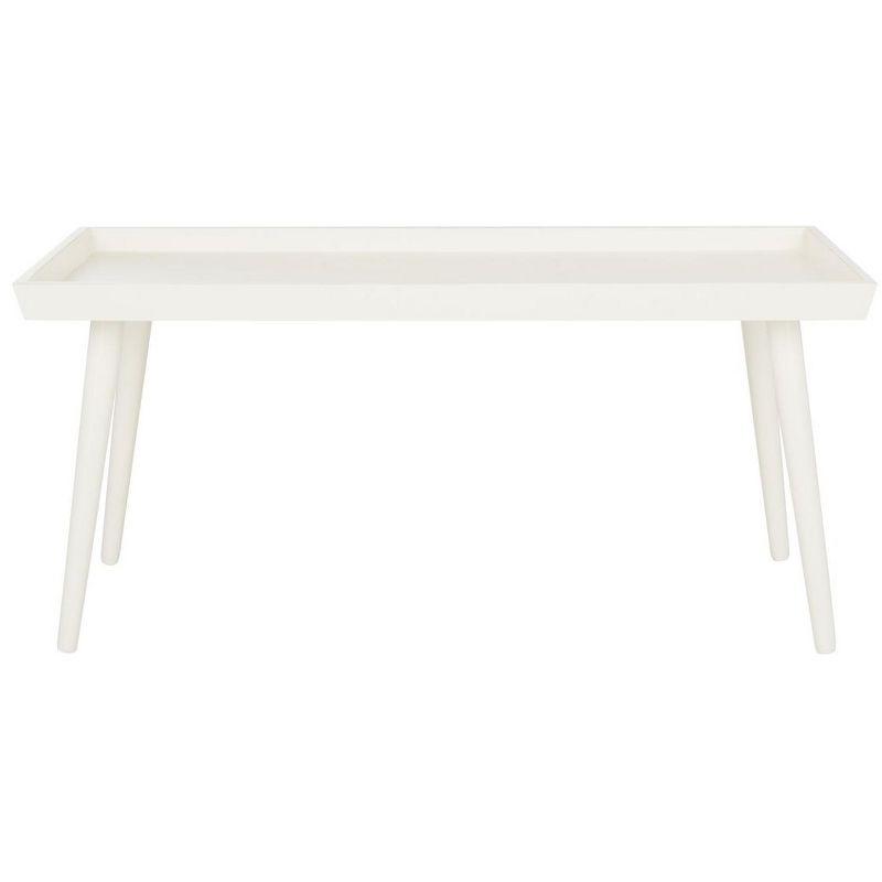 Urban Transitional 42'' Rectangular White Wood Coffee Table with Tray