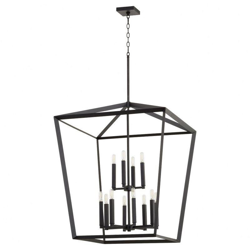 Noir Black 12-Light 2-Tier Indoor/Outdoor Pendant