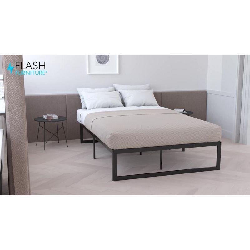 Flash Furniture 14 Inch Metal Platform Bed Frame - No Box Spring Needed with Steel Slat Support and Quick Lock Functionality