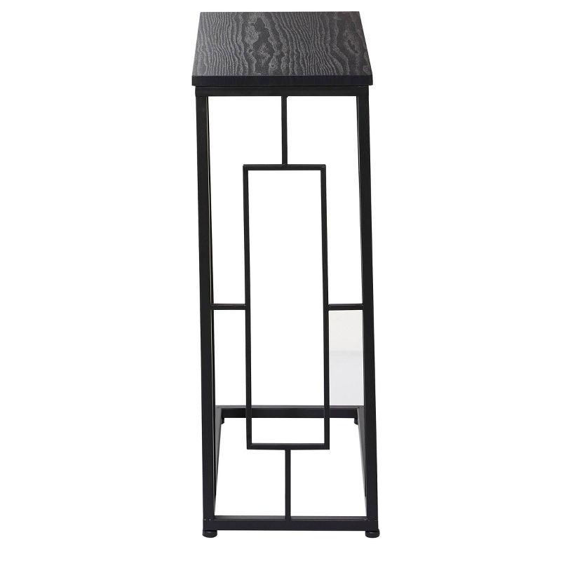 Contemporary Metal and Wood Accent Table Black - Olivia & May: C-Shaped, No Assembly, Iron Frame