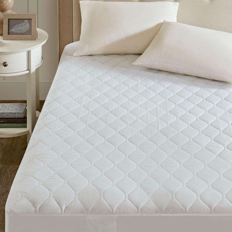 Cotton Blend Heated Mattress Pad (Queen) White - Beautyrest: 5 Heat Settings, Machine Washable, Fits 18" Mattress