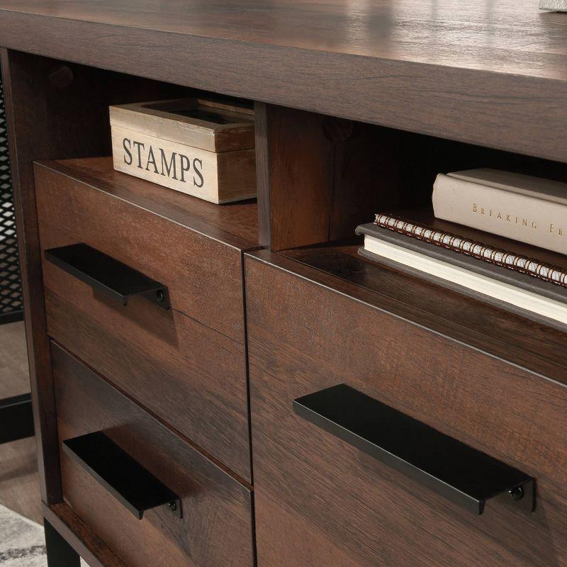 Briarbrook L-shape Desk Barrel Oak - Sauder: Industrial Style, Metal Frame, Cable Management, CARB Certified