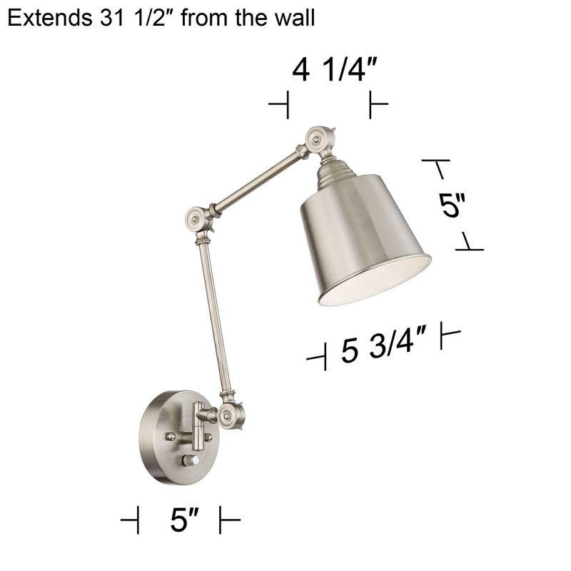 360 Lighting Mendes Modern Wall Lamps Set of 2 Brushed Nickel Plug-in 4 1/4" Light Fixture Up Down Adjustable for Bedroom Reading Living Room Hallway
