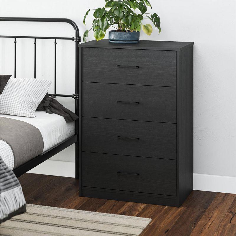 Ameriwood Home BrEZ Build Collection Pearce 4 Drawer Dresser, Black Oak