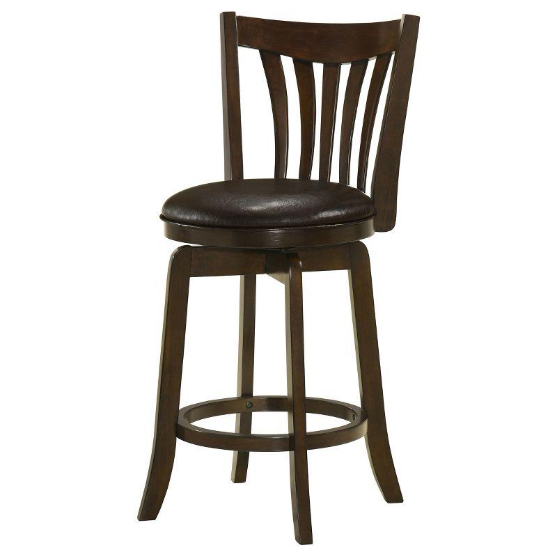 Transitional Brown Swivel Counter Stool with Faux Leather Seat