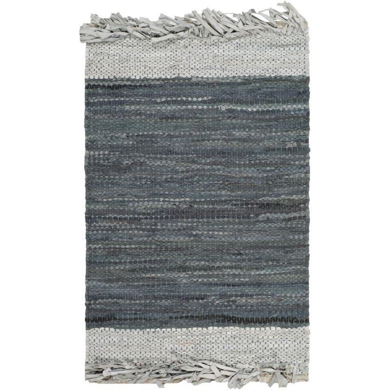 Vintage Leather VTL310 Hand Woven Indoor Accent Rug - Light Grey/Dark Grey - 2'3"x4' - Safavieh