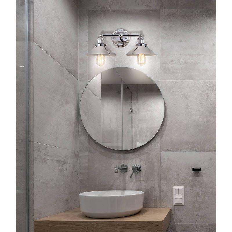 17.5" Metal June Vanity Wall Light Silver - JONATHAN Y: Chrome Finish, Industrial Style, ETL Listed, 2-Light Fixture