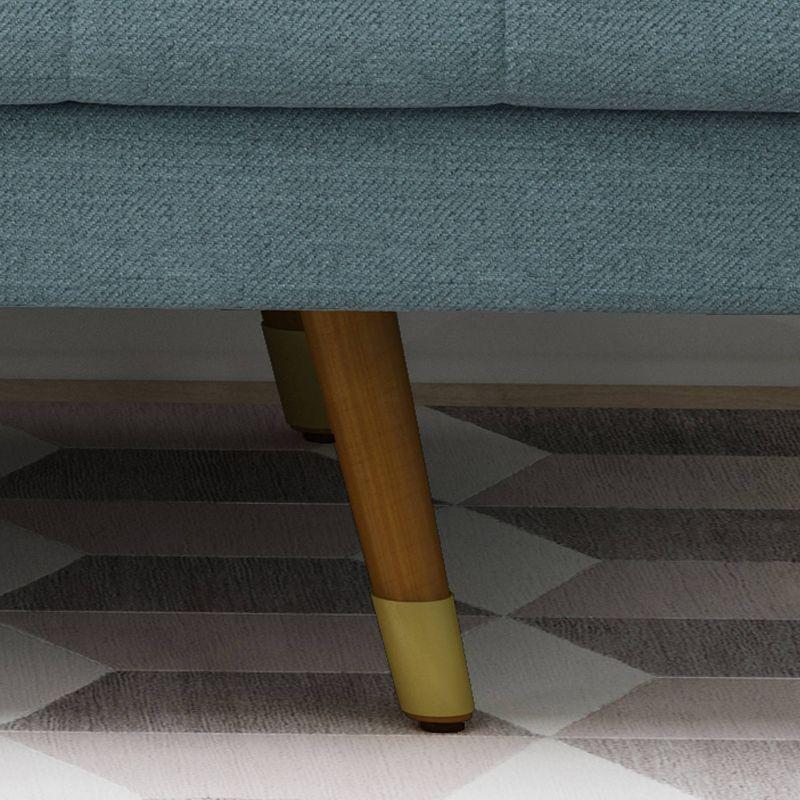 GDFStudio Aidan Mid Century Modern 72.25" Tufted Upholstered 3 Seater Sofa，Blue/Dark Walnut/Gold