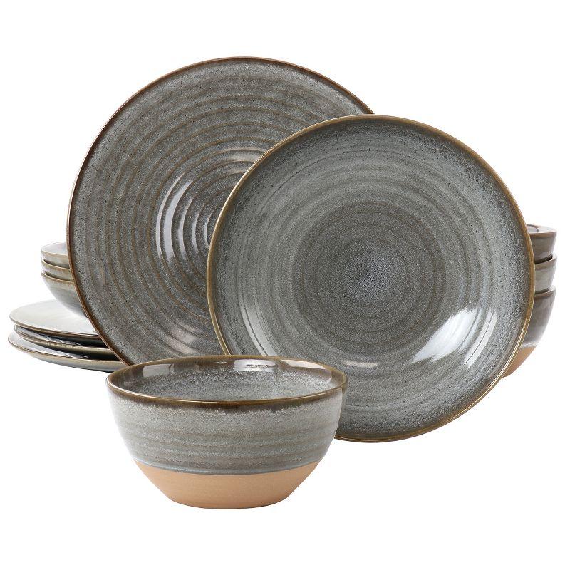 Gray Ceramic 12-Piece Dinnerware Set for 4