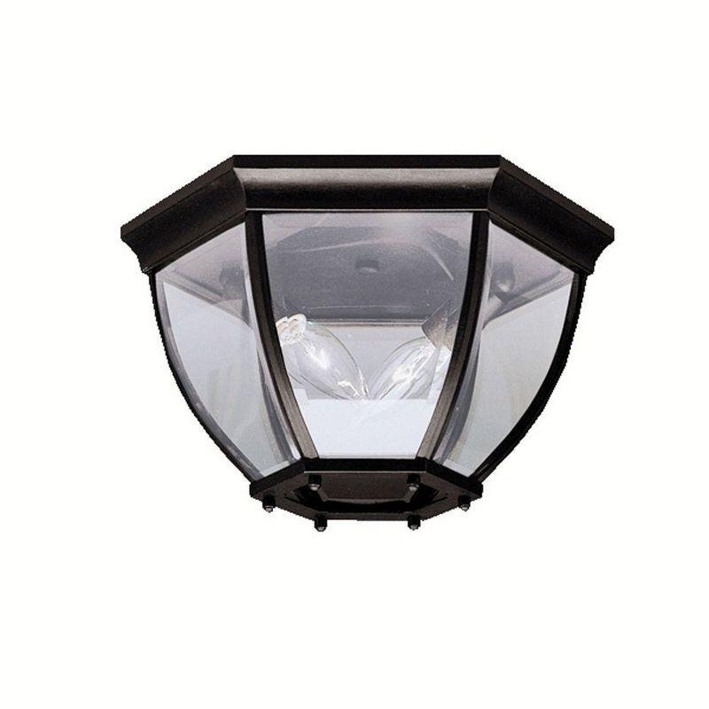 Black Glass and Bronze 12" Outdoor Flush Mount Light