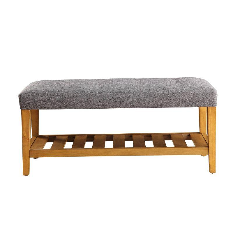 Acme Furniture Charla Bench Gray Fabric/Oak Finish