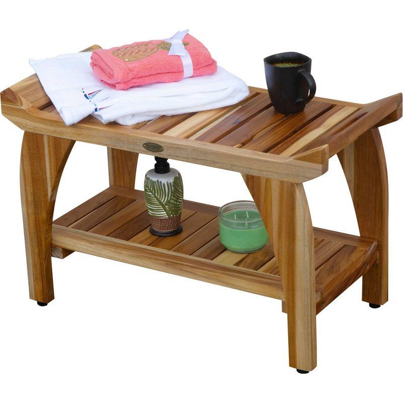 30" Tranquility ED942 Wide Teak Shower Bench with Handles - EcoDecors