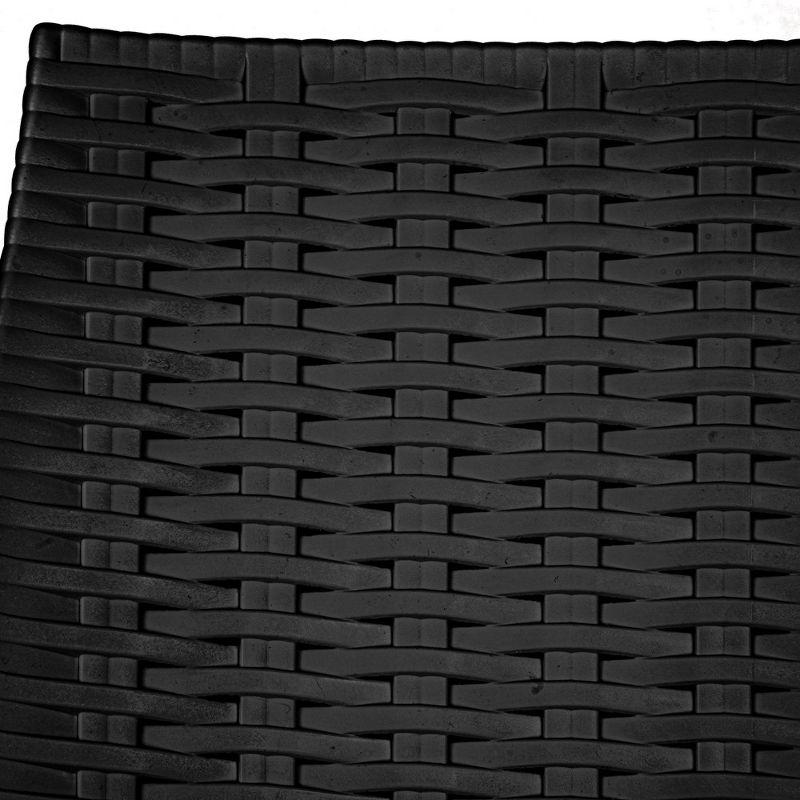 LeisureMod Kent Modern Outdoor Plastic Dining Chair Stackable Design Set of 4 in Black