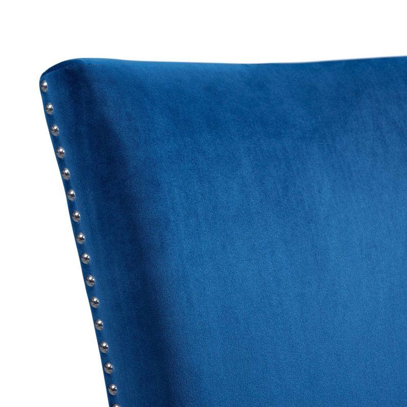Set of 2 Celine Velvet Side Chair Blue - Picket House Furnishings: Upholstered, Nailhead Trim, Rubberwood Legs