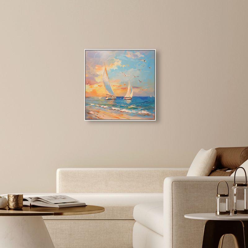 Art Remedy Art Remedy Sailboats In The Sunset Framed Sailing 1 Piece Canvas Wall Art 56057