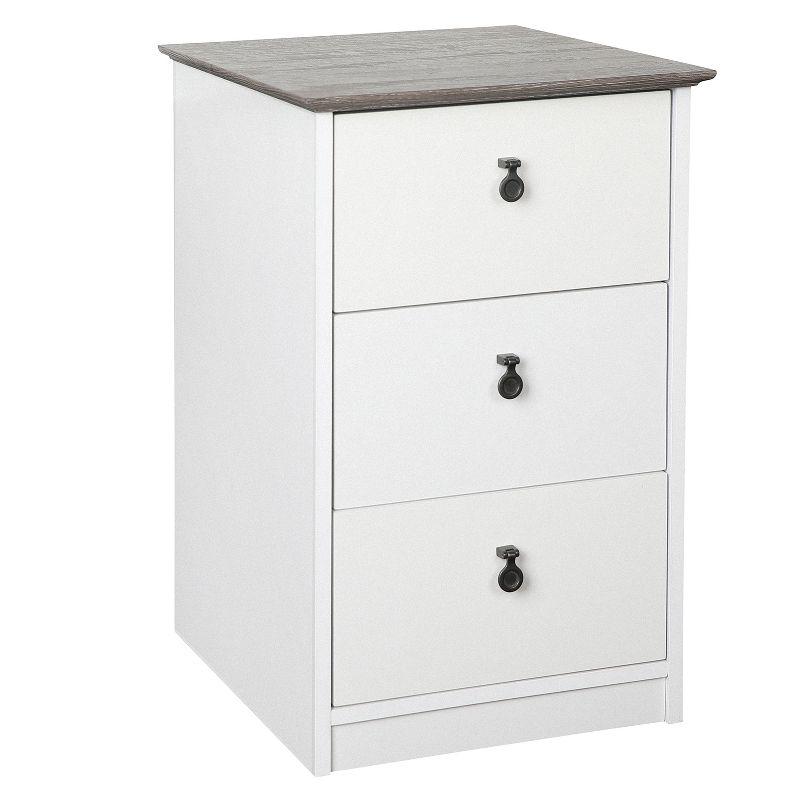 Saint Birch Finley 3-Drawer Cabinet, Gray Oak, White