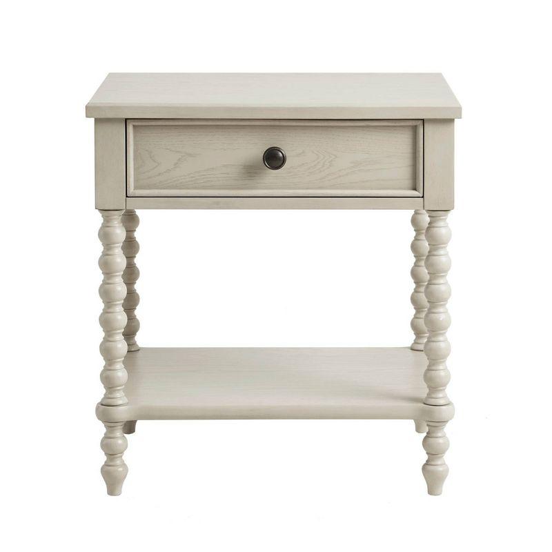 Natural Elegance Whitewash Wood Nightstand with Turned Legs