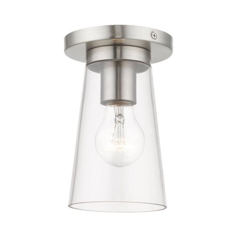 Brushed Nickel Clear Glass 1-Light Flush Mount