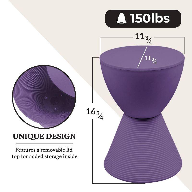 LeisureMod Boyd Side Table With Storage in Purple