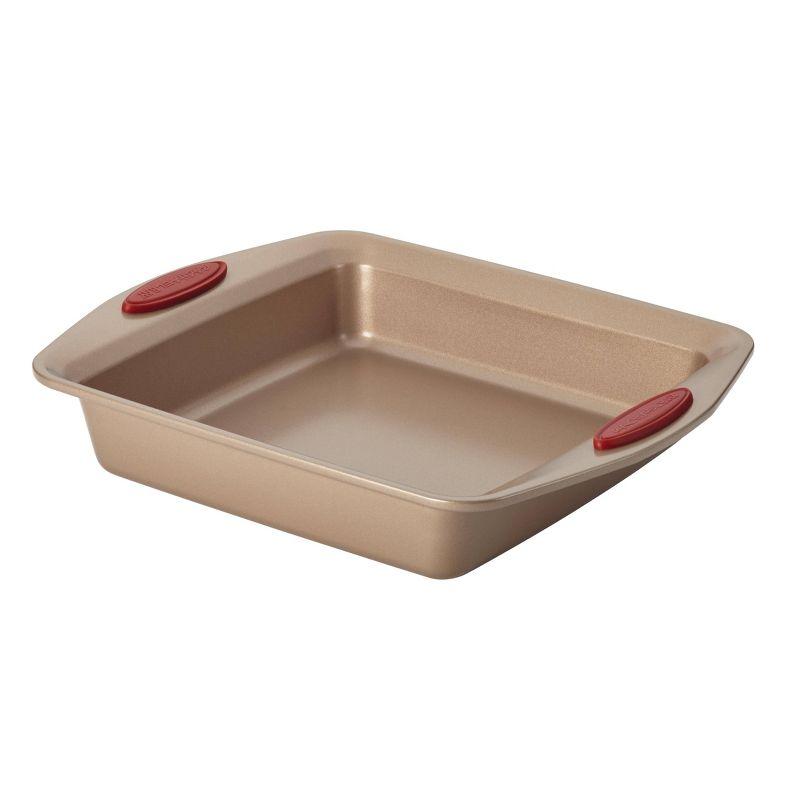 Rachael Ray Cucina Nonstick Bakeware Baking Pans Set, 10 Piece, Latte Brown and Cranberry Red